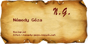 Némedy Géza névjegykártya